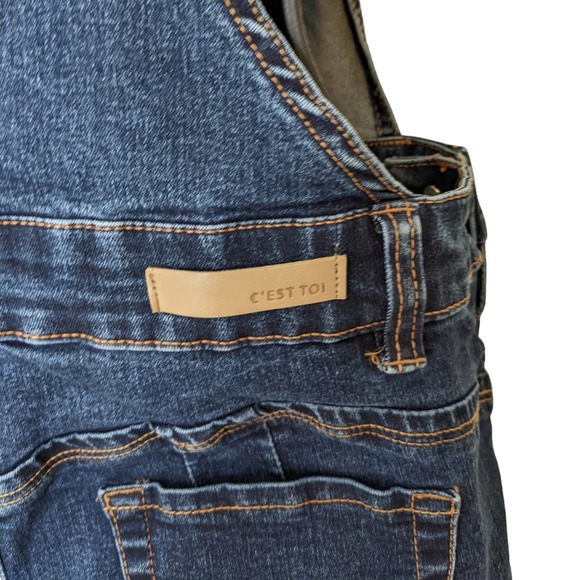 C'EST TOI Blue Denim Overall Shorts Size M - Picture 7 of 10